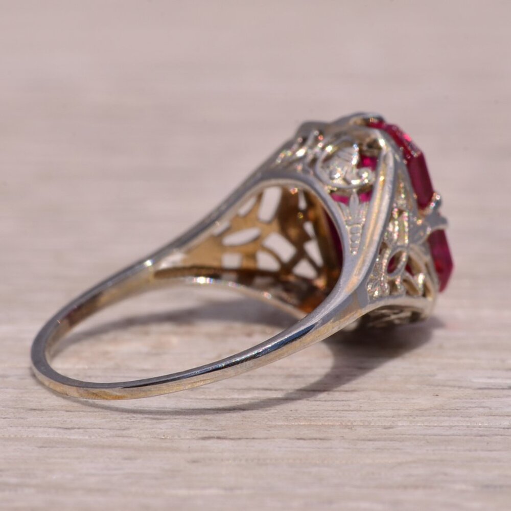 Lab Created Ruby Filigree Ring In White Gold - image 4
